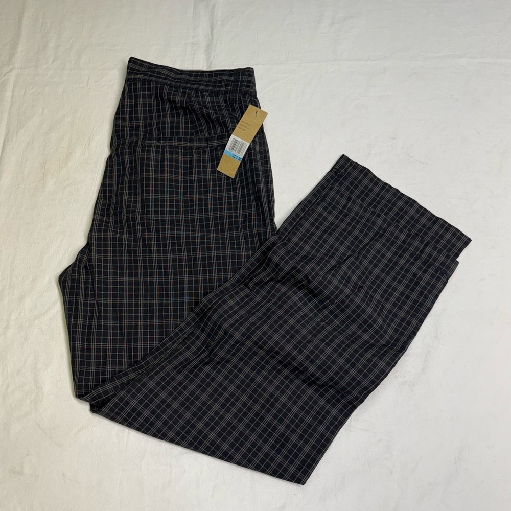 DKNY Breezy Point Pants Plaid Mens Size 31x30 Straight Fit Black-gray  NWT